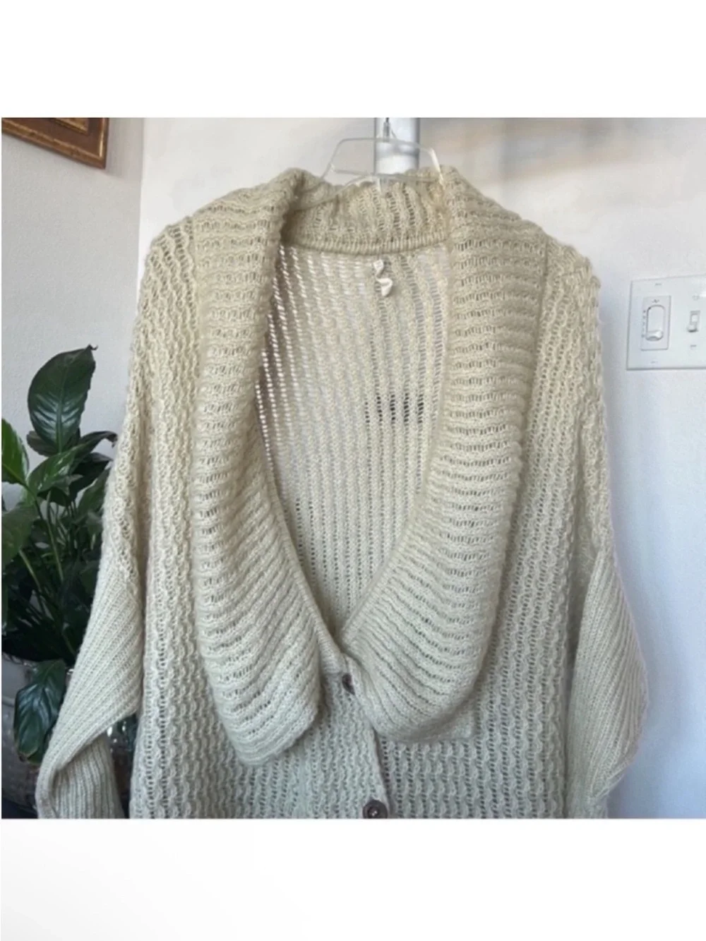 POL Oversized Chunky Knit Long Sweater Cardigan Jacket Sz S Duster Ivory